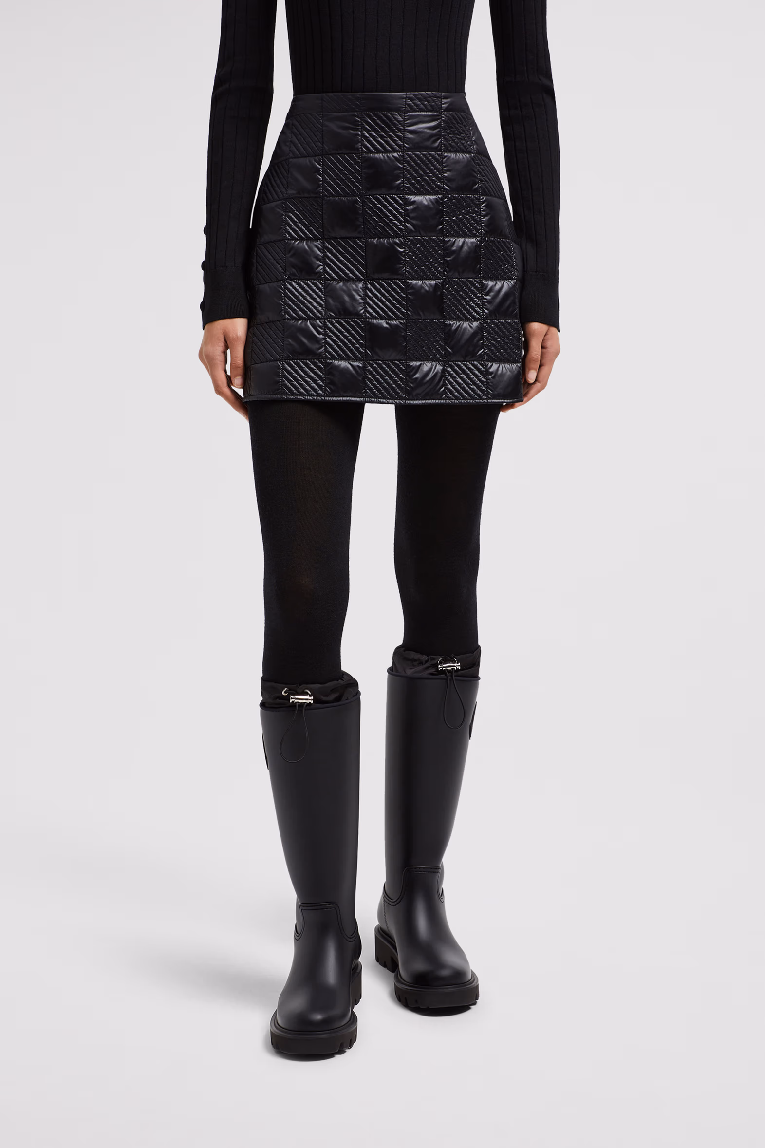 Minifalda acolchada a cuadros Mujer Negro Moncler 3